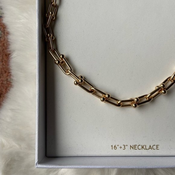 House of Harlow 1960 connecting u ball gold chain necklace - Picture 7 of 7